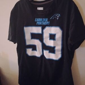 Luke Kuechly Hall Of Famer Carolina Panthers Shirt Black  NFL Team Apparel SZ:L